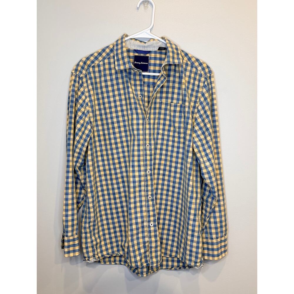Tommy Bahama Men's Long Sleeve Button Up Shirt Plaid Check Cotton Silk Size M